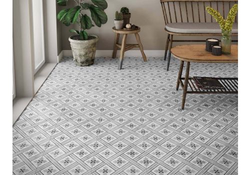 Heritage Charcoal 330 X 330mm Tile, Grey Patterned Floor Tiles Laura Ashley